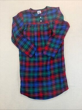 Lands' End Red Green Blue Plaid Girls'  Nightgown Sz 8 ZZ